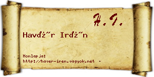 Havér Irén névjegykártya