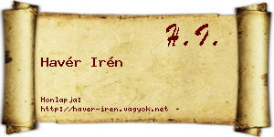 Havér Irén névjegykártya